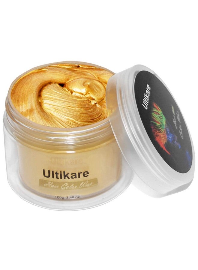 Hair Color Wax Blonde Ultikare Instant Hair Dye Cream Mud Washable Temporary Hair Dye Natural Hairstyle Color Pomade For Party Cosplay Halloween (Gold)