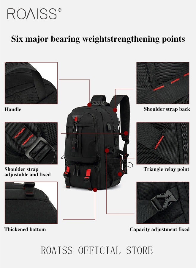 Men Outdoor Sports Mountaineering Bag, External Charging Port, Independent Shoe Compartment, Large Capacity Scientific Compartmentalized Backpack, Short Distance Luggage Bag