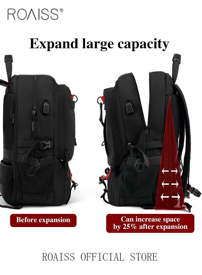 Men Outdoor Sports Mountaineering Bag, External Charging Port, Independent Shoe Compartment, Large Capacity Scientific Compartmentalized Backpack, Short Distance Luggage Bag