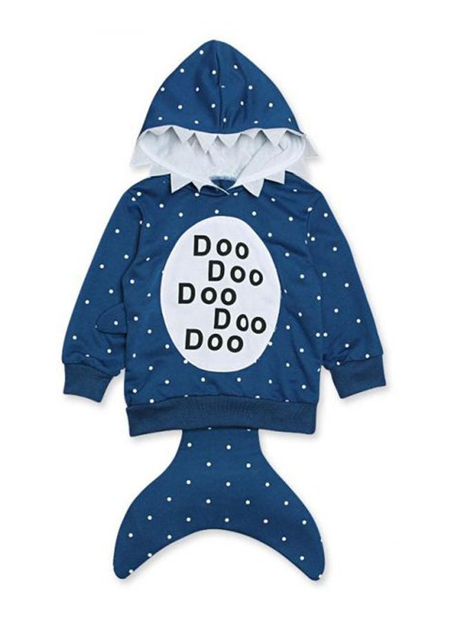 Baby'S Cartoon Animals Stereo Shark Hooded Long Sleeve Sweatshirt Coat Outfits With Cute Tail-Size 100 Blue