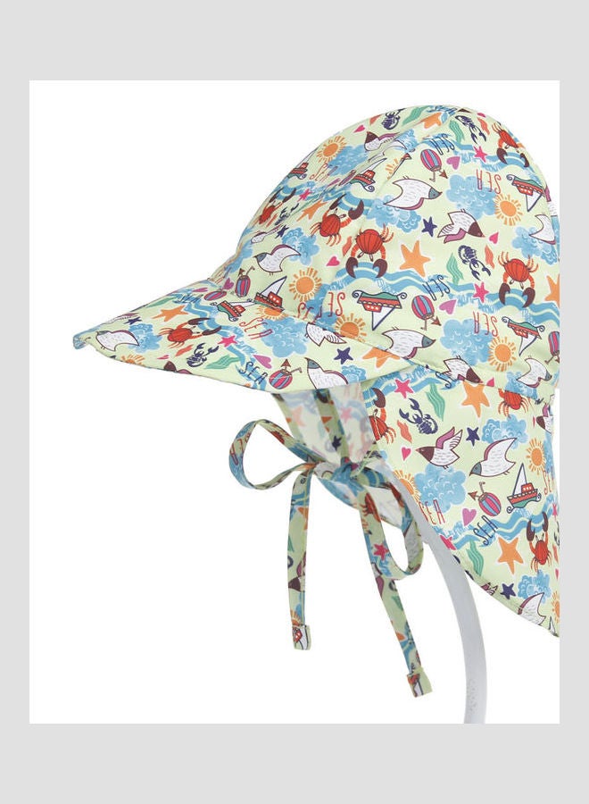 Printed Neck Protecting Sun Hat Multicolour