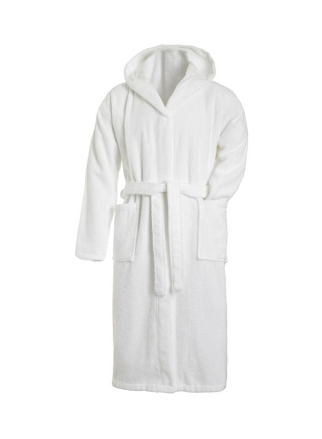 Hooded Terry Cotton Bathrobe White One Size centimeter