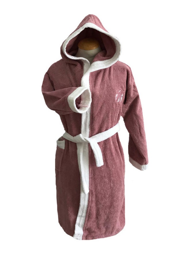 Kids Hooded Bath Robe For 8 Years Pink/White XSNone