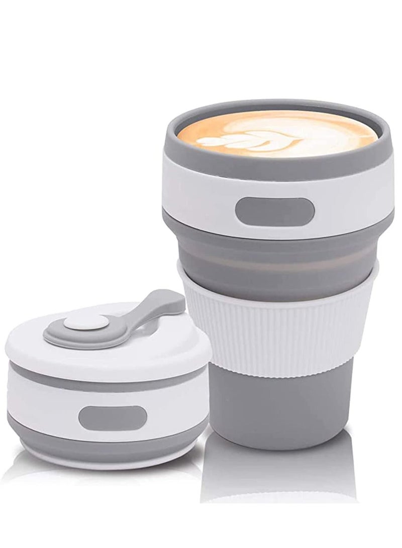 Coffee Cup, Silicone Collapsible Eco-Friendly Travel Food Grade Portable Reusable Cups, Leak Proof Folding Cup for Outdoor Camping Hiking