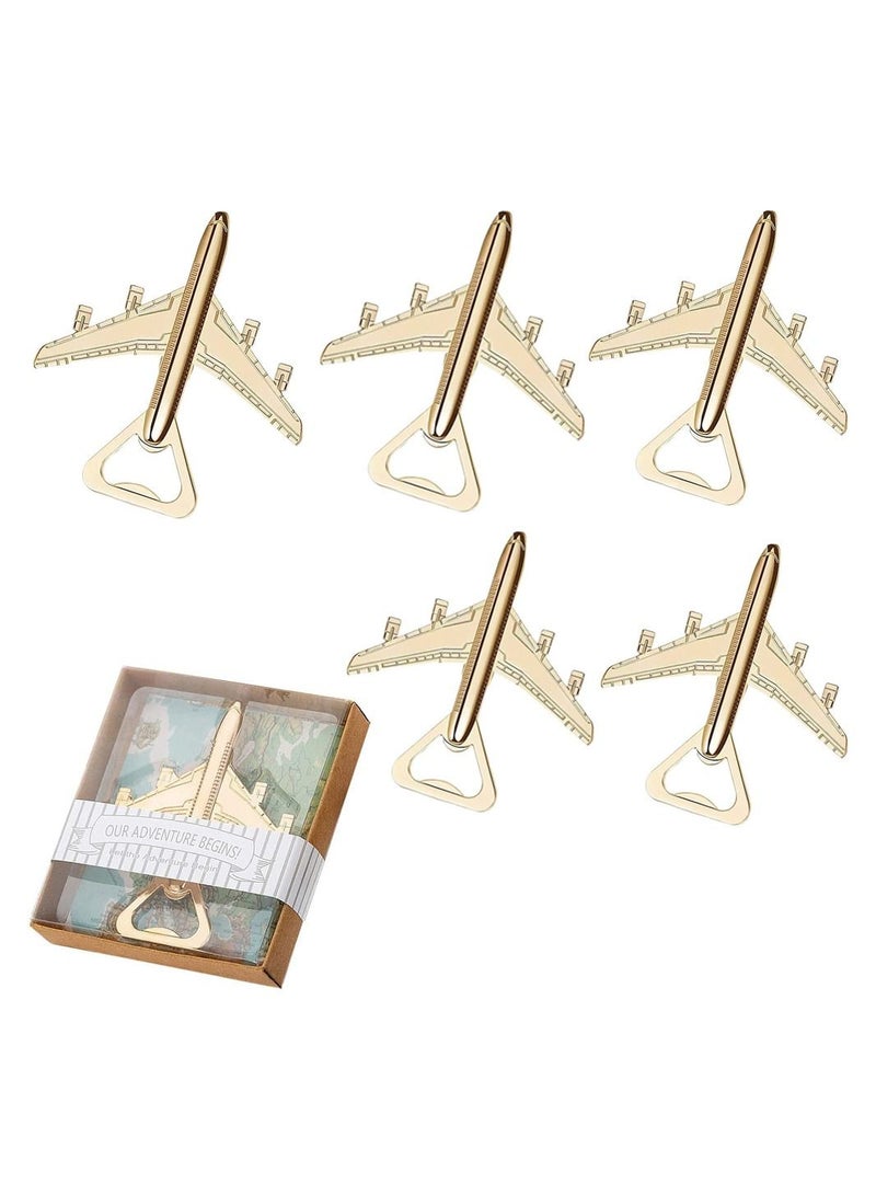 5Pcs Airplane Bottle Opener Wedding Party Favors Shower Aviation for Pilot Travel Guests Birthday Decorations