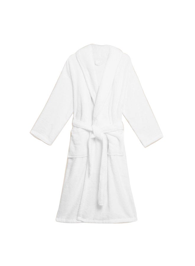 Home Spa Collection Cotton Waffle Bathrobe With Collar And Pocket White One Size