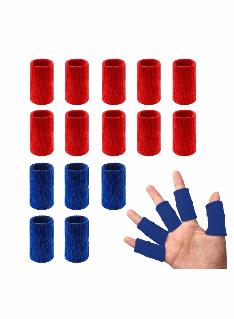 20 PCS Finger Sleeves 20 PCS Finger Sleeves Protectors Sport Finger Sleeves Thumb Brace Support Finger Brace Elastic Thumb Sleeves Compression Aid for Sports Red Blue