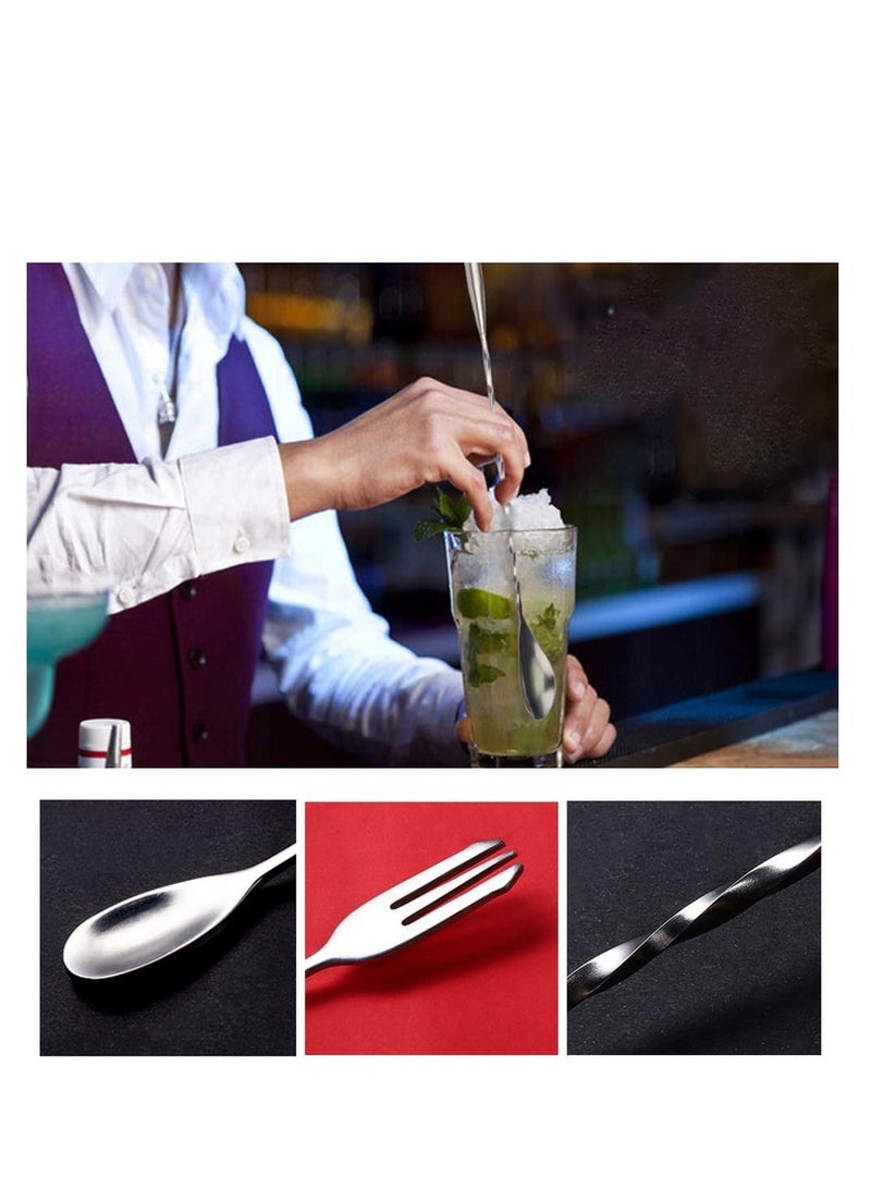 Stainless Steel Muddler for Cocktails with Mixing Spoon Jigger, Professional Bar Tools Milk Tea Shop Coffee and Home