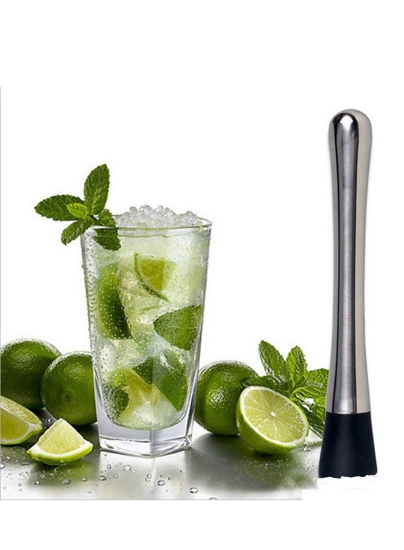 Stainless Steel Muddler for Cocktails with Mixing Spoon Jigger, Professional Bar Tools Milk Tea Shop Coffee and Home