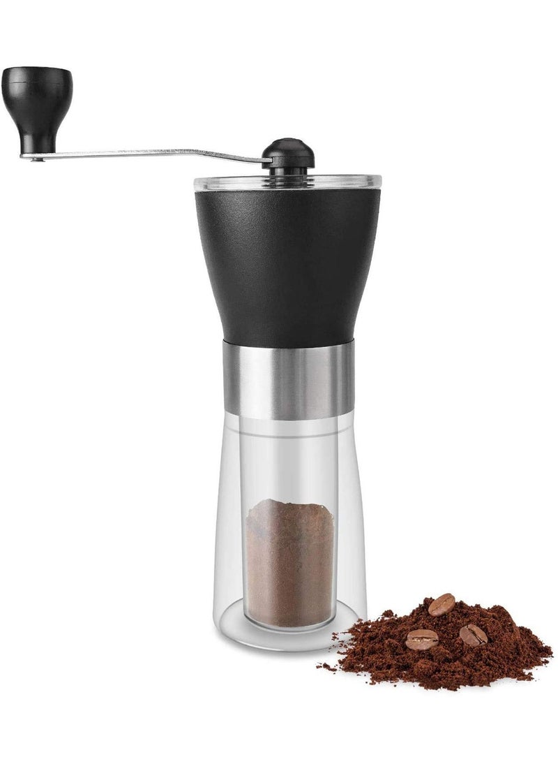 Manual Coffee Grinder, Conical Burr Grinder Portable Hand Crank Bean Mill for Home and Travel (Black)