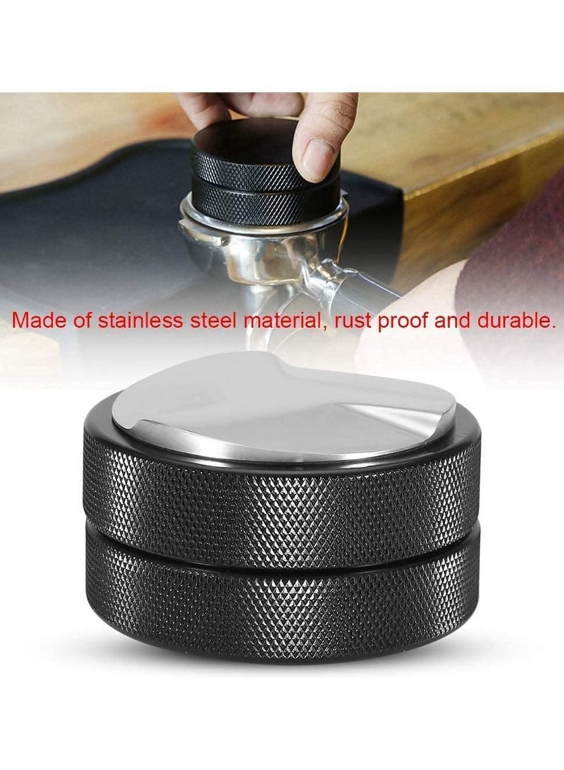 Stainless Steel Coffee Dispenser Powder Tamper Leveler Tool Black Grinder Press powder hammer Adjustable Double-Head Rugged and Durable for Any Place(Black Diameter 51mm)