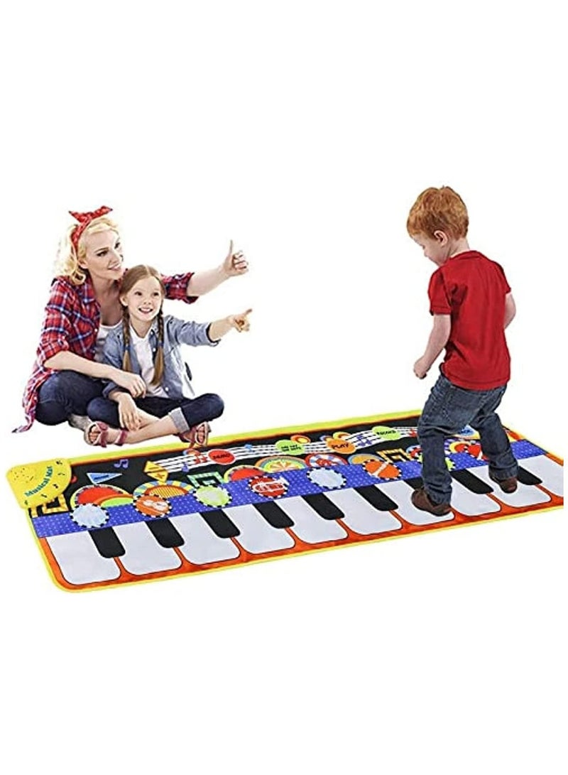 Baby Piano Pad Music Toy, with 42 Sounds, Kids Floor Keyboard Dance Animal Blanket Touch Play Mat, Early Education Toy Gift for Toddlers Boys Girls (Yellow)