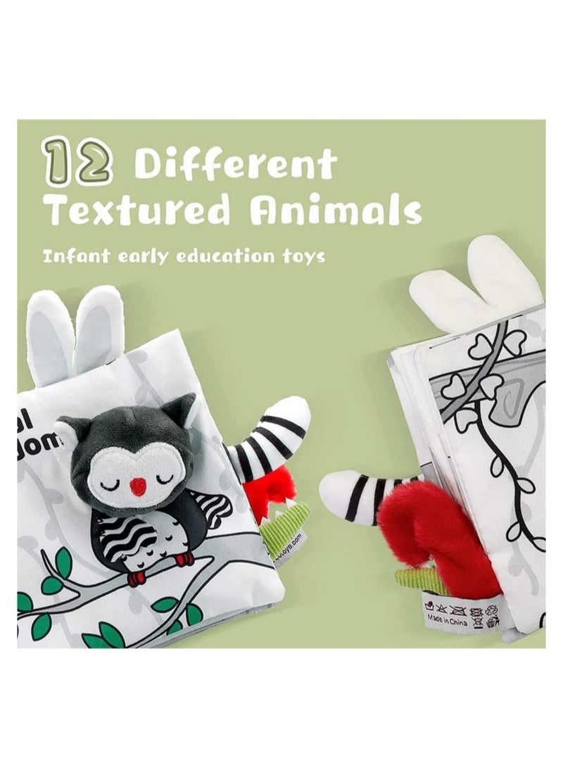 Baby Soft Cloth Book, 3D Touch Feel High Contrast Book , Activity Crinkle Books for Early Education