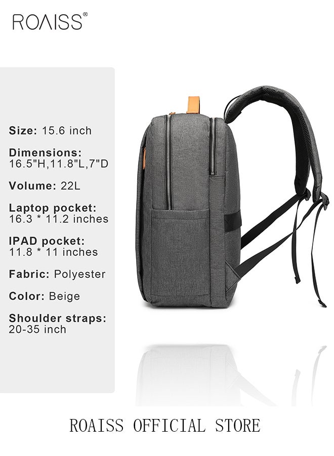 Functional Backpack Large Capacity Short Distance Travel Solid Color Design Light Business Style Student Backpack Computer Bag