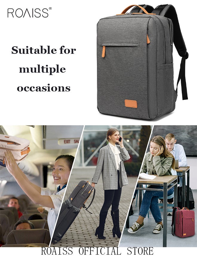 Functional Backpack Large Capacity Short Distance Travel Solid Color Design Light Business Style Student Backpack Computer Bag