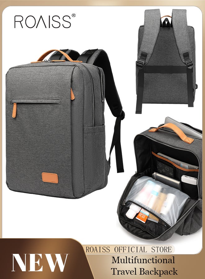 Functional Backpack Large Capacity Short Distance Travel Solid Color Design Light Business Style Student Backpack Computer Bag