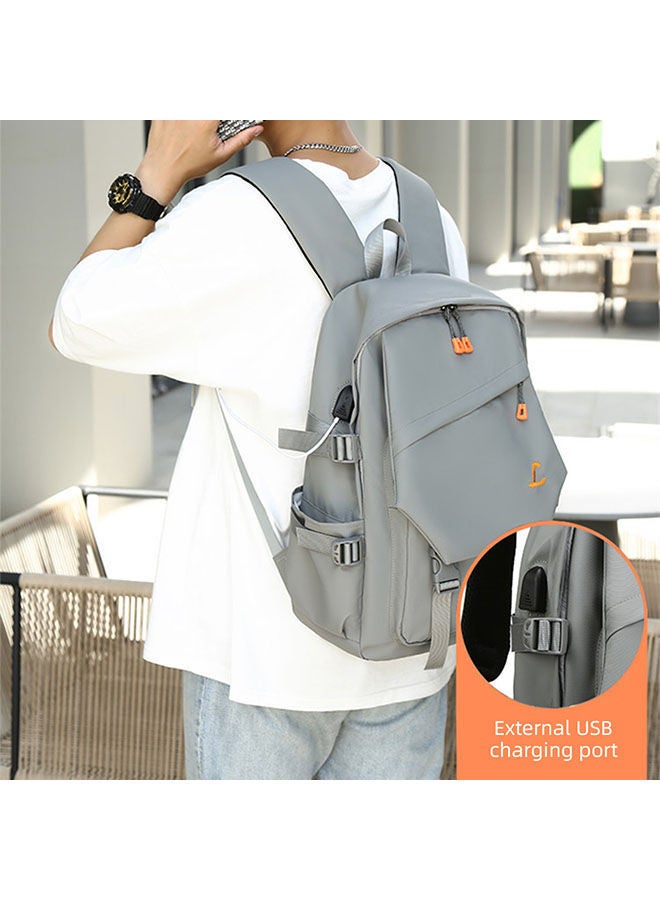 Men's Fashion Computer Backpack Large Capacity Personalized Design Travel Usb Charging Hole Side Shoulder Strap Adjustable