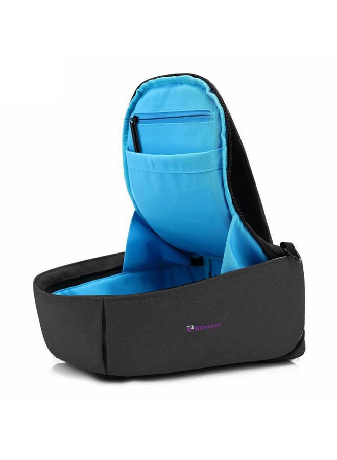 Water Theft Chest Bag With USB Charging Port And Headphones Interface Black