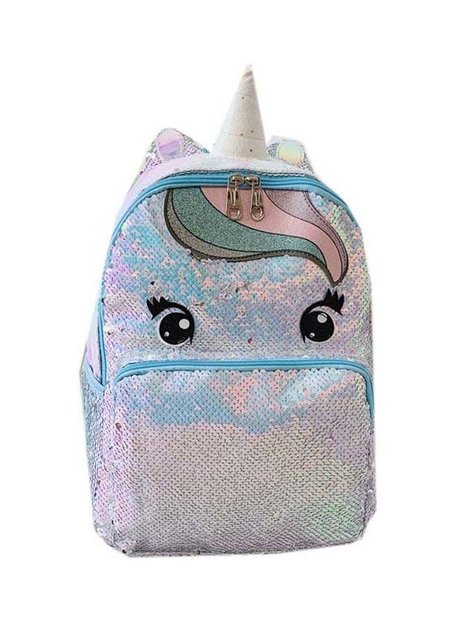 Unicorn Themed Backpack 10.63-Inch Pink/Blue/White