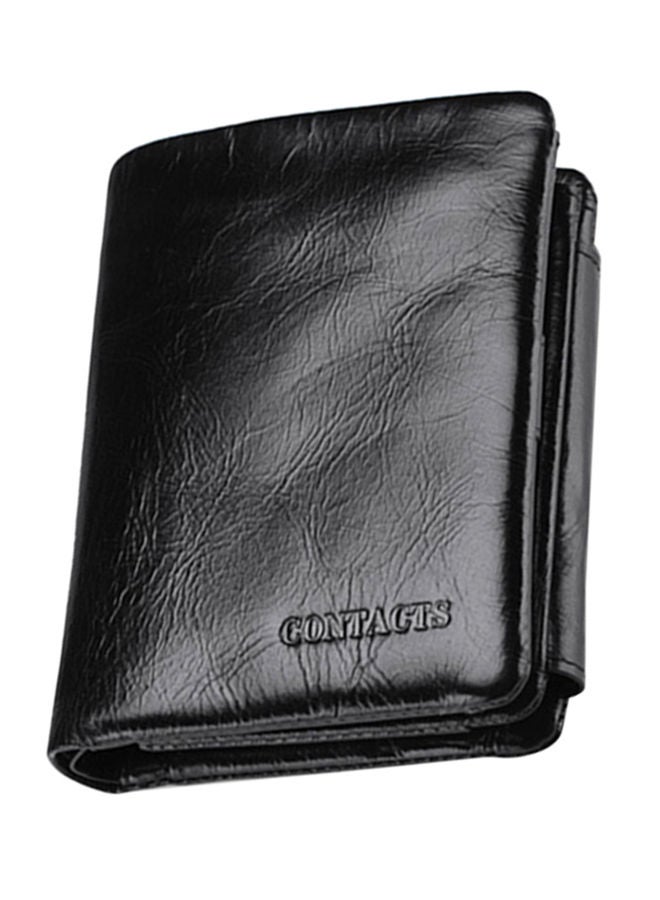 Leather Trifold Wallet Black