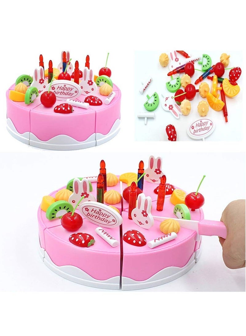 SYOSI A Set of 38pcs Birthday Cake Cutting Toys Learning Kitchen for Girls and Boys with Candles Plates Forks Party Playset Pretend Food Sets Kids