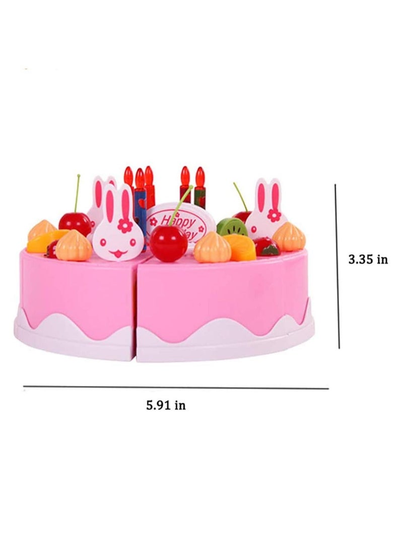 SYOSI A Set of 38pcs Birthday Cake Cutting Toys Learning Kitchen for Girls and Boys with Candles Plates Forks Party Playset Pretend Food Sets Kids