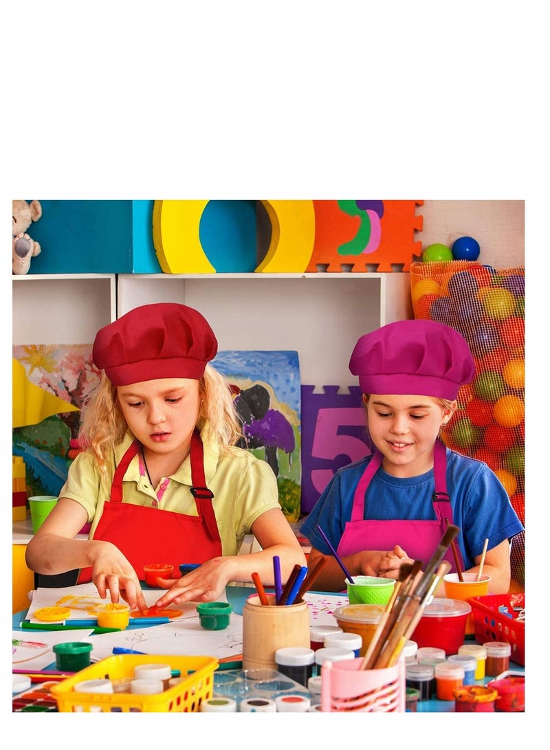 4 Pieces Kids Apron Chef Hat Set-Boys Girls Aprons with Pockets for Kitchen Cooking Baking Painting