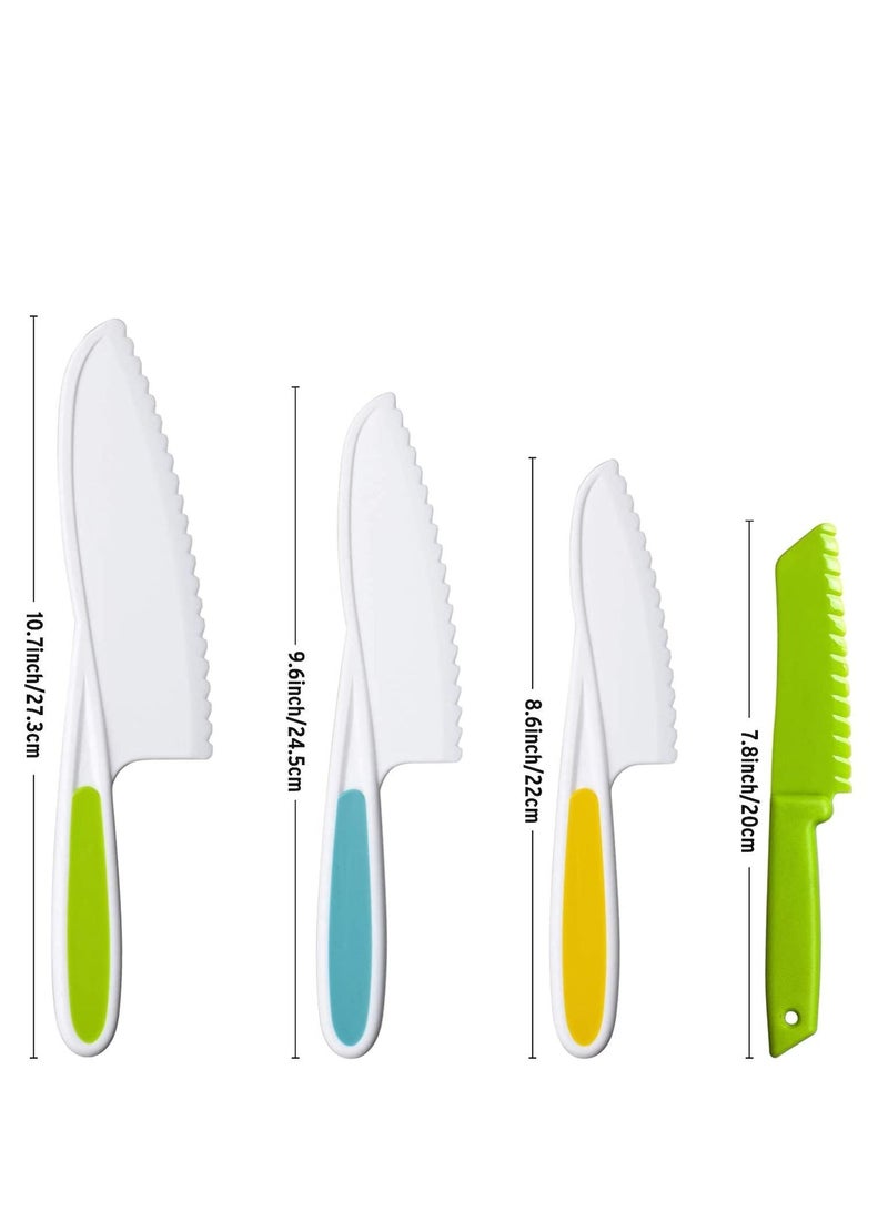 8 Pieces Kids Kitchen Knife Set Plastic - Chef Nylon Knives Children's Safe Cooking for Fruit, Bread, Cake, Salad, Lettuce