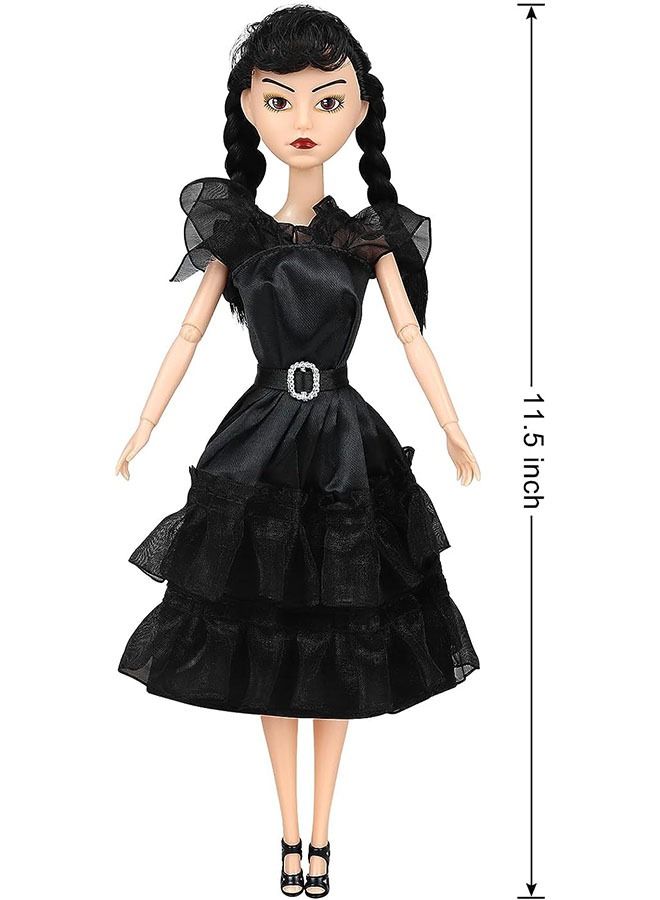 Wednesday Addams Dolls, 11.5 inch Dolls, Black Lip, Black Shoes, Made to Move Dolls,Birthday Gifts for Kids Girls Fans