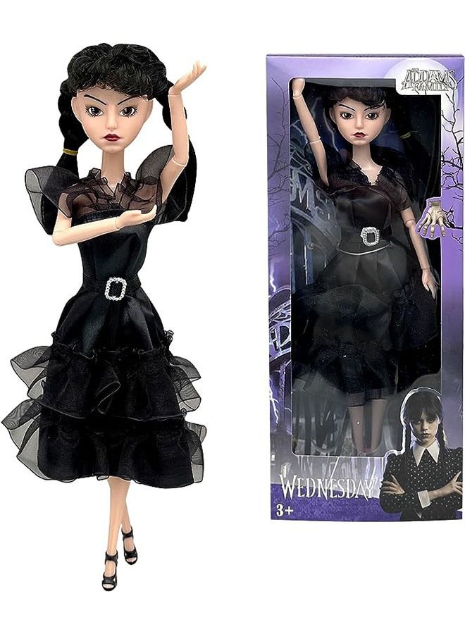 Wednesday Addams Dolls, 11.5 inch Dolls, Black Lip, Black Shoes, Made to Move Dolls,Birthday Gifts for Kids Girls Fans