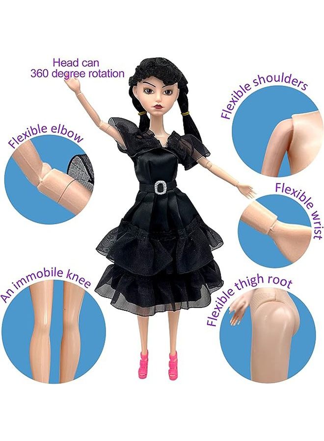 Wednesday Addams Dolls, 11.5 inch Dolls, Black Lip, Black Shoes, Made to Move Dolls,Birthday Gifts for Kids Girls Fans