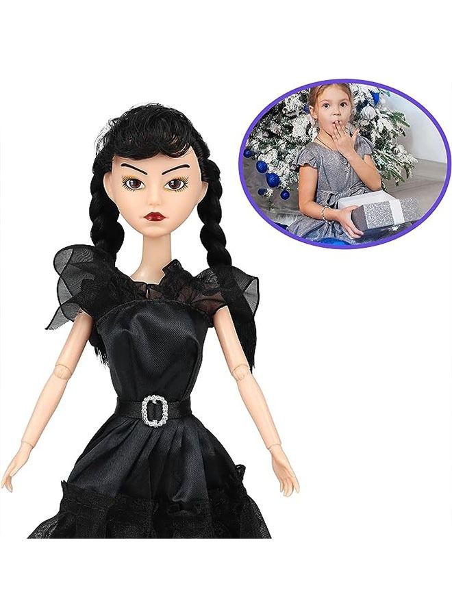 Wednesday Addams Dolls, 11.5 inch Dolls, Black Lip, Black Shoes, Made to Move Dolls,Birthday Gifts for Kids Girls Fans