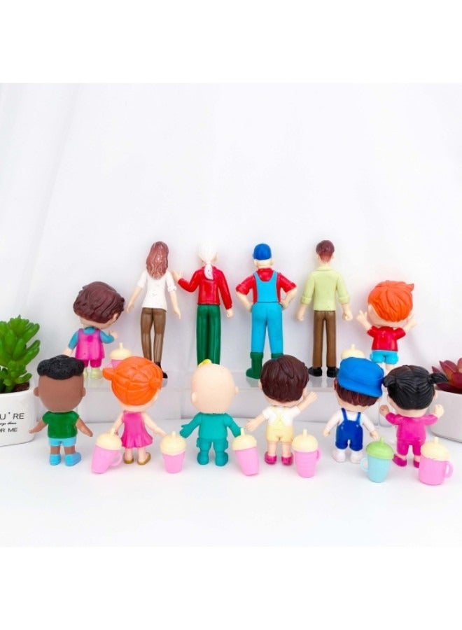 12 Figure Pack - JJ & Family Figure Set - Family and Friends - Toys for Kids, Infants and Preschoolers