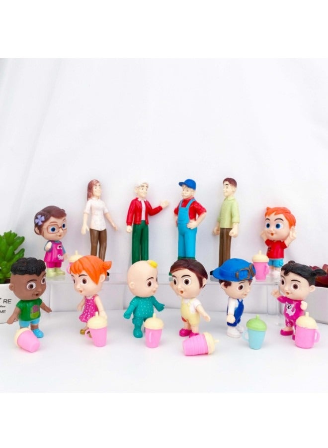 12 Figure Pack - JJ & Family Figure Set - Family and Friends - Toys for Kids, Infants and Preschoolers