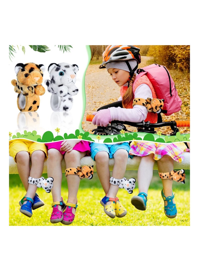 6 Pcs Hug Slap Bracelet, Assorted Stuffed Animal Plush Bracelets Bulk Tiger Kids Toy for Birthday Party Favors Thanksgiving Gifts