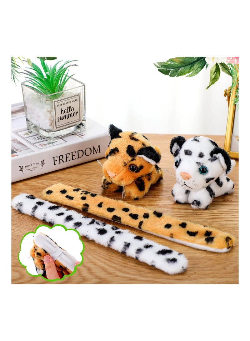 6 Pcs Hug Slap Bracelet, Assorted Stuffed Animal Plush Bracelets Bulk Tiger Kids Toy for Birthday Party Favors Thanksgiving Gifts