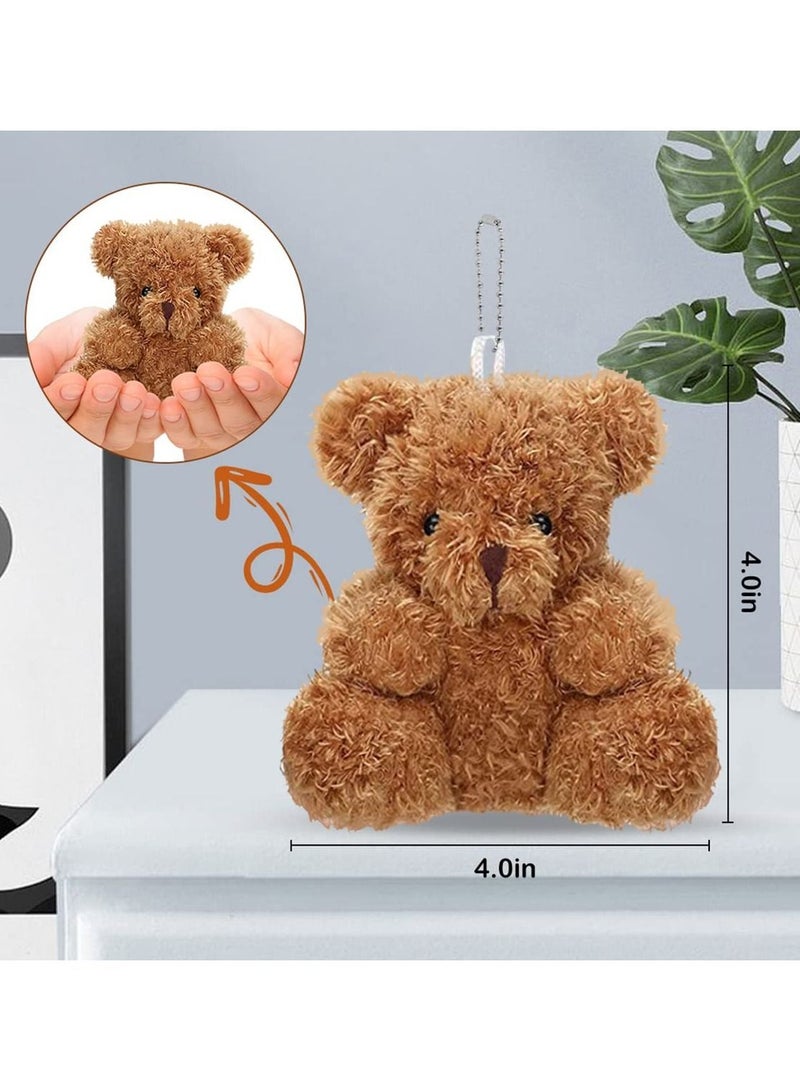 SYOSI Mini Teddy Bear, 6Pcs Stuffed Animal Toys, 4in Bears Doll for Boys Girls Birthday Cake Wedding Decorations Present Graduation Party Favors Bag Keychain