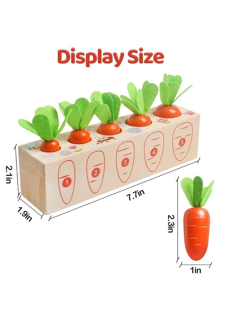 Toy Carrots, Montessori Toys Wooden Carrots Harvest Shape Size Sorting Game Children's Digital Enlightenment Cognition for Kids 1 2 3 4 Year Old Boys and Girls