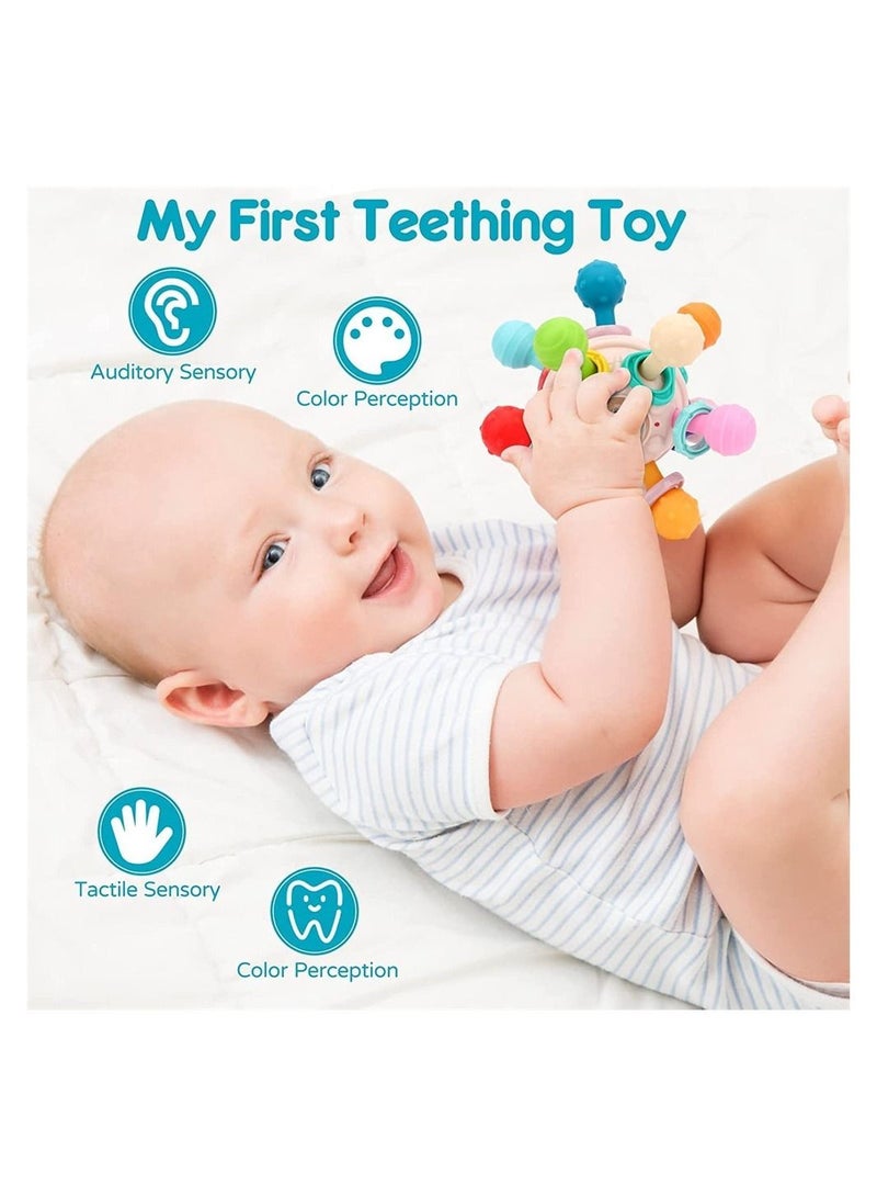 Teething Toys, Baby Sensory Teether Toys for Babies 6-12 Months, Newborn Chew Ball Rattle Teethers Grasping Activities Gift