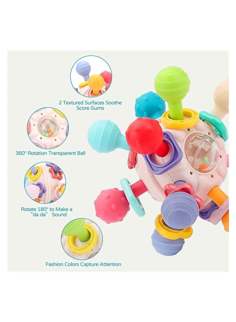 Teething Toys, Baby Sensory Teether Toys for Babies 6-12 Months, Newborn Chew Ball Rattle Teethers Grasping Activities Gift