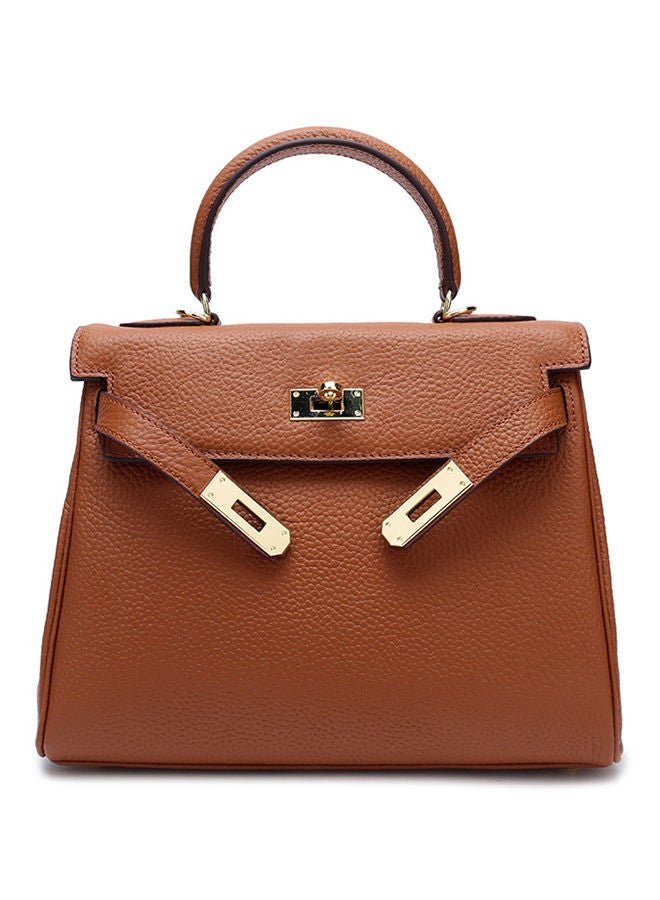 Classic Leather Satchel Bag Brown