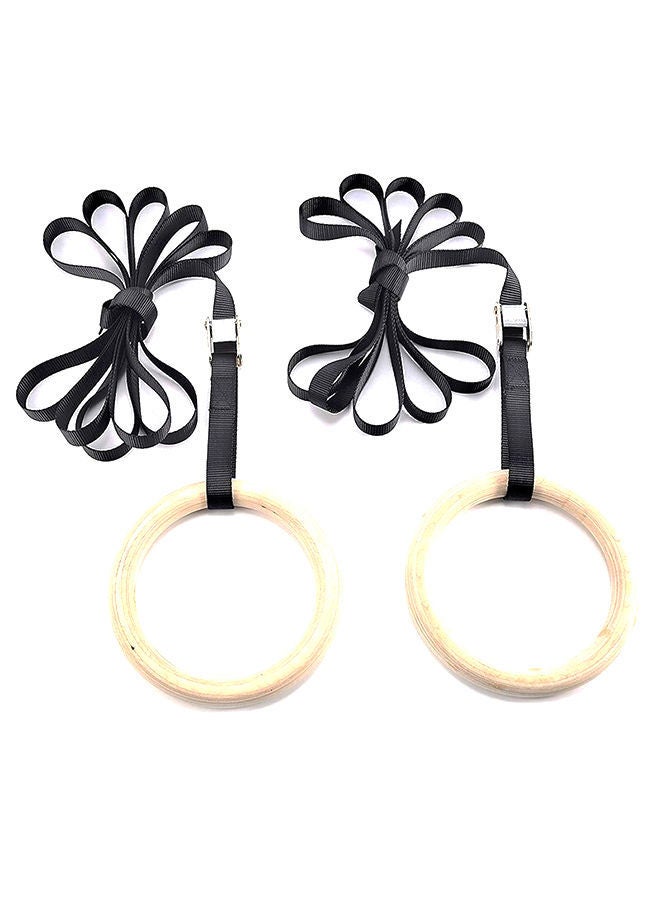 Pair OF Wooden Portable Gymnastics Rings Home Fitness Gym Crossfit Strength Training 1.32kg