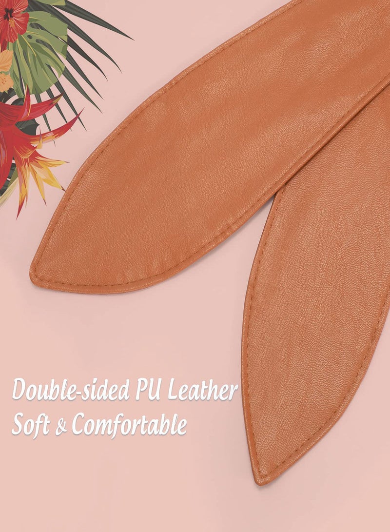 Women's Fashion Belt, Wide Girdle Soft and Versatile Elegant Bow Ribbon Extra Long Belt Chic Faux Leather Waist for Jeans, Dress Solid Color Belts