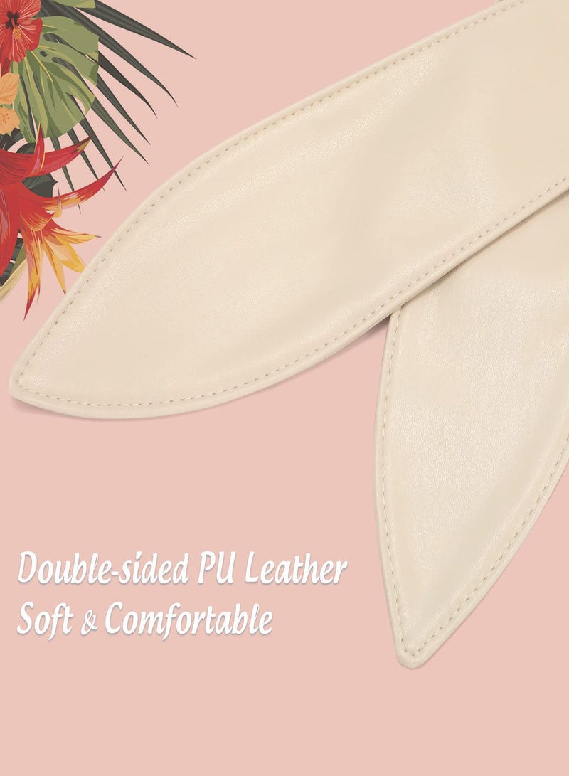 Women's Fashion Belt, Wide Girdle Soft and Versatile Elegant Bow Ribbon Extra Long Belt Chic Faux Leather Waist for Jeans, Dress Solid Color Belts