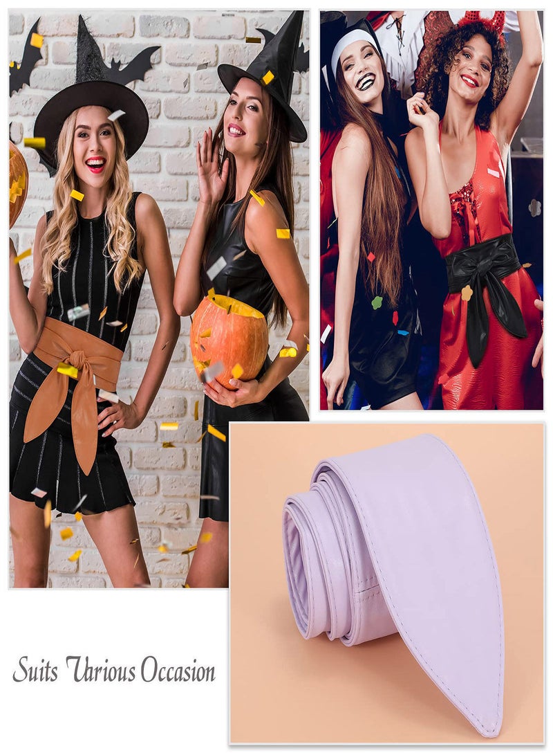 Women's Fashion Belt, Wide Girdle Soft and Versatile Elegant Bow Ribbon Extra Long Belt Chic Faux Leather Waist for Jeans, Dress Solid Color Belts