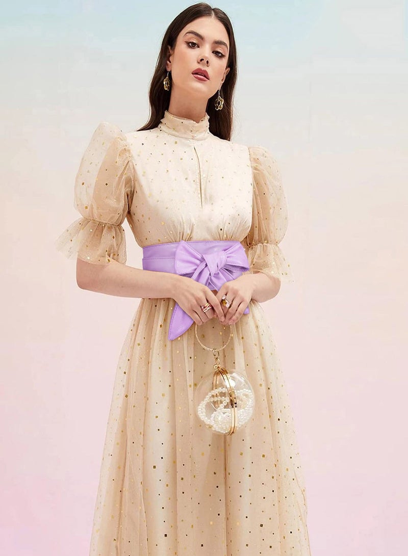 Women's Fashion Belt, Wide Girdle Soft and Versatile Elegant Bow Ribbon Extra Long Belt Chic Faux Leather Waist for Jeans, Dress Solid Color Belts