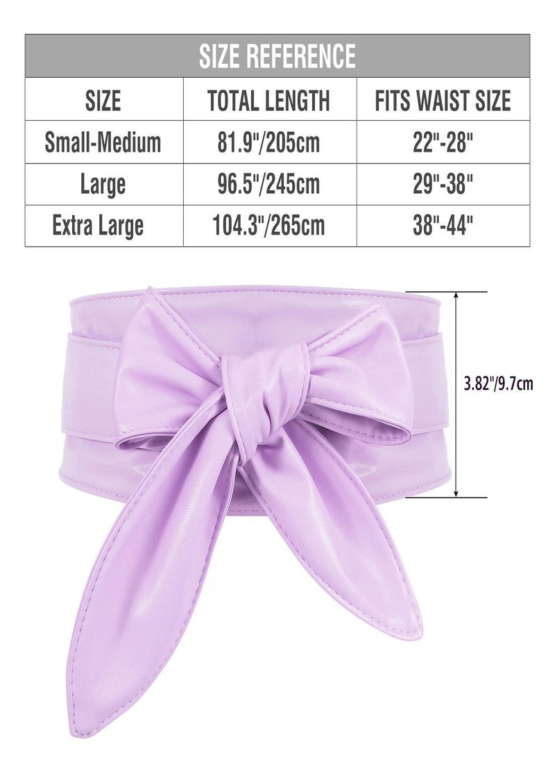Women's Fashion Belt, Wide Girdle Soft and Versatile Elegant Bow Ribbon Extra Long Belt Chic Faux Leather Waist for Jeans, Dress Solid Color Belts