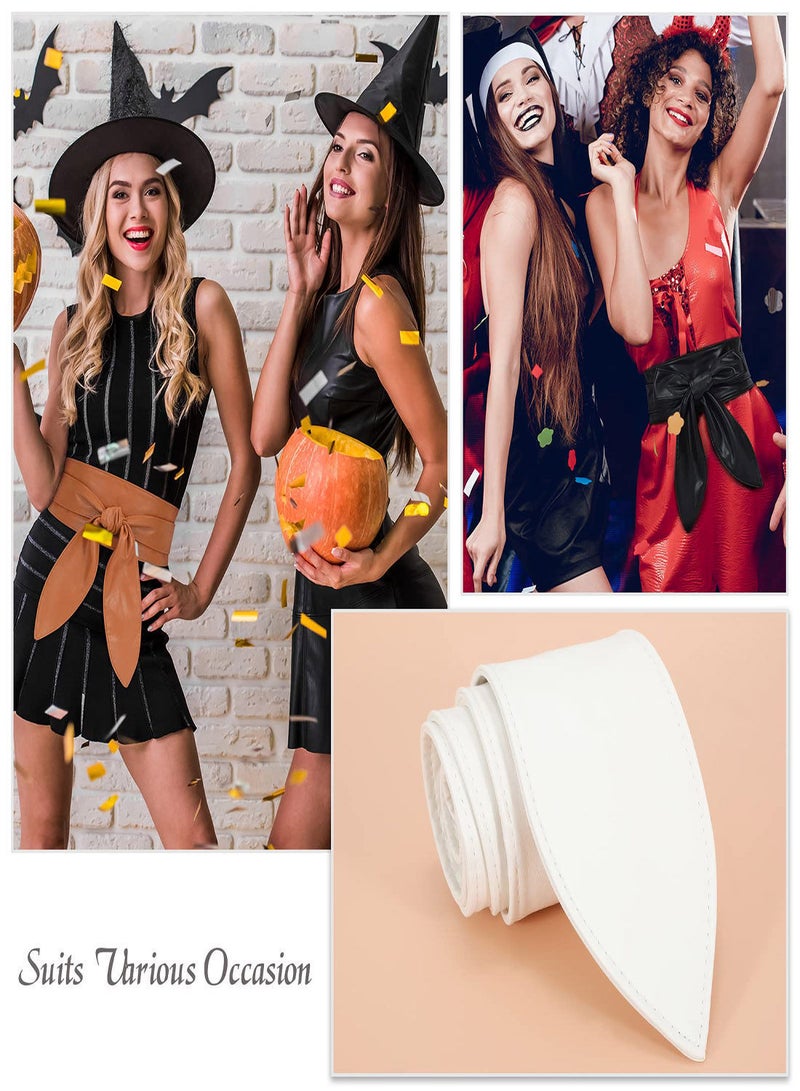 Women's Fashion Belt, Wide Girdle Soft and Versatile Elegant Bow Ribbon Extra Long Belt Chic Faux Leather Waist for Jeans, Dress Solid Color Belts