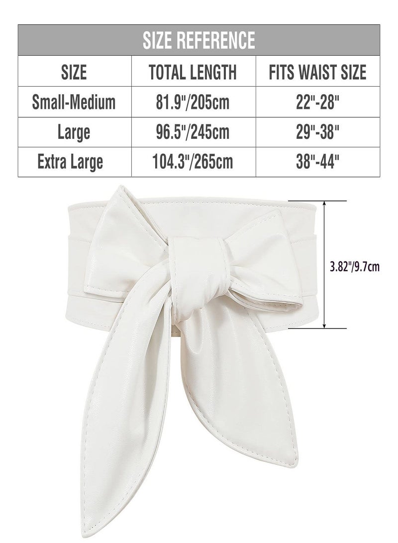 Women's Fashion Belt, Wide Girdle Soft and Versatile Elegant Bow Ribbon Extra Long Belt Chic Faux Leather Waist for Jeans, Dress Solid Color Belts
