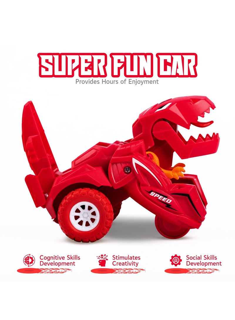 4 Pcs Dinosaur Toys Transforming Car for 3-6 Year Old Boys & Girls